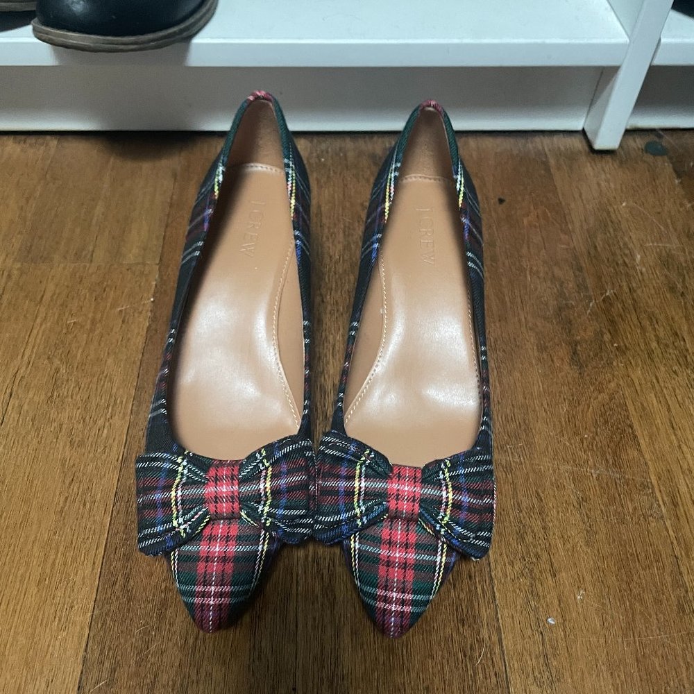 New Jcrew Tartan Esme kitten heels size 6.5 - red plaid